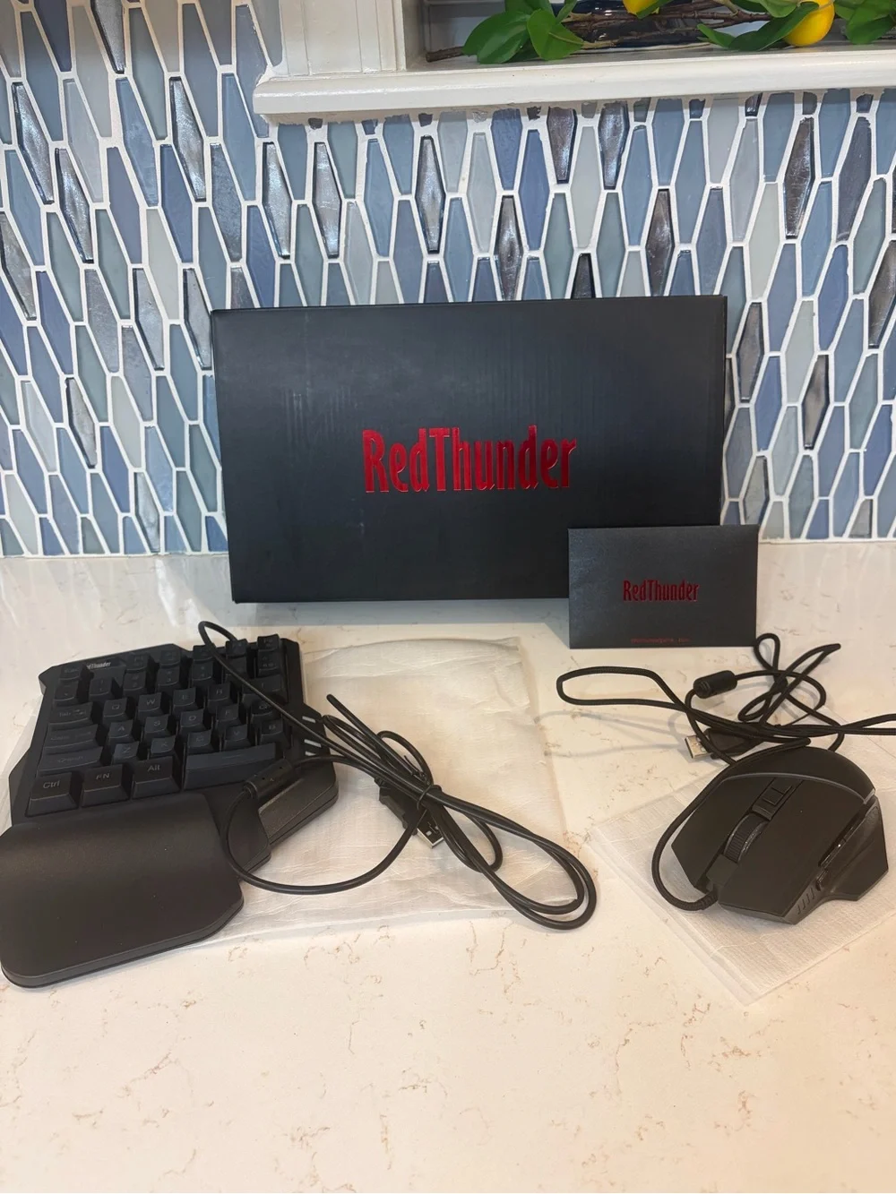 RedThunder One-Handed RGB Gaming Keyboard and Mouse Combo, 35 Keys